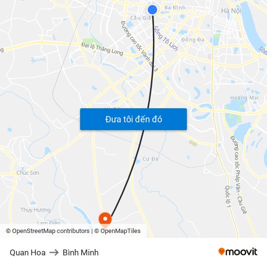 Quan Hoa to Bình Minh map