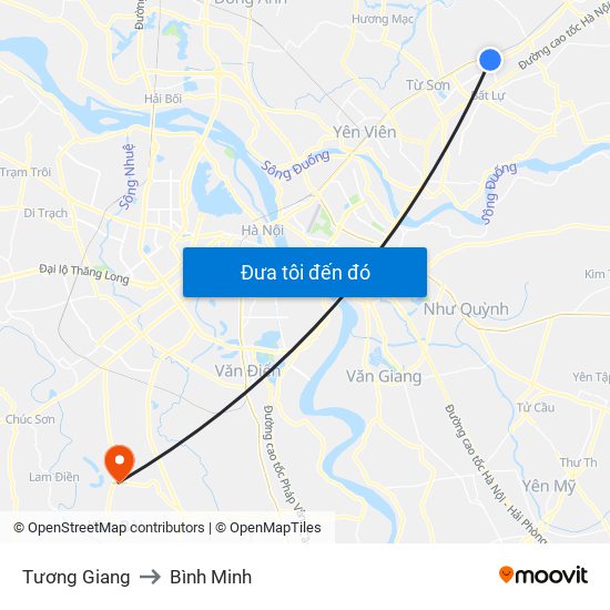 Tương Giang to Bình Minh map