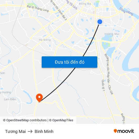 Tương Mai to Bình Minh map