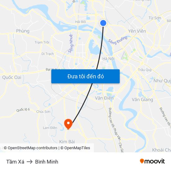 Tầm Xá to Bình Minh map