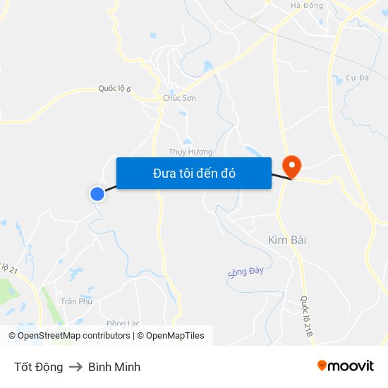 Tốt Động to Bình Minh map