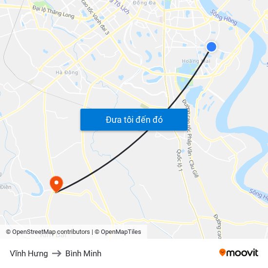 Vĩnh Hưng to Bình Minh map