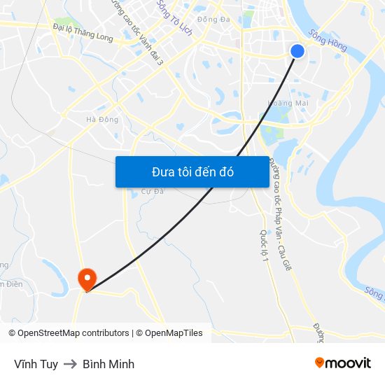 Vĩnh Tuy to Bình Minh map