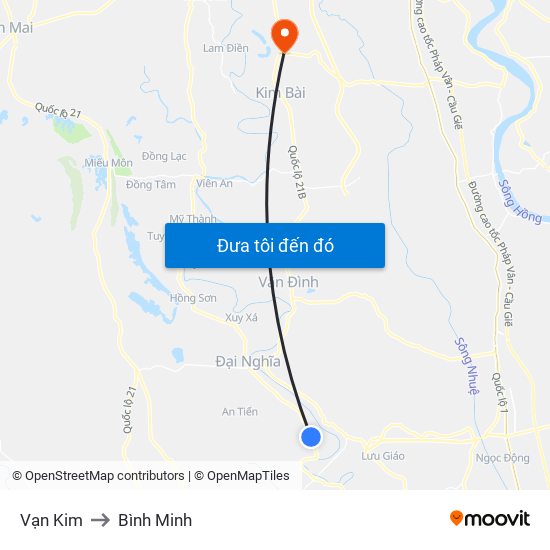 Vạn Kim to Bình Minh map