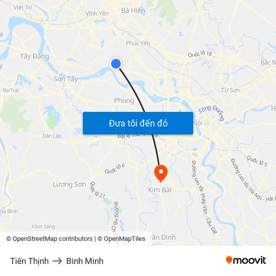Tiến Thịnh to Bình Minh map