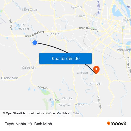 Tuyết Nghĩa to Bình Minh map