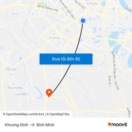 Khương Đình to Bình Minh map