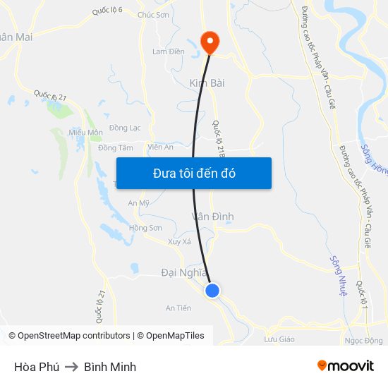 Hòa Phú to Bình Minh map