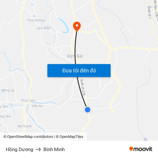 Hồng Dương to Bình Minh map