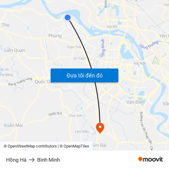 Hồng Hà to Bình Minh map