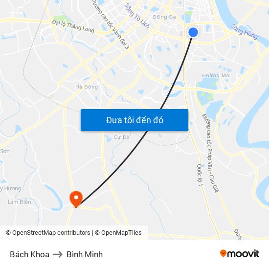 Bách Khoa to Bình Minh map