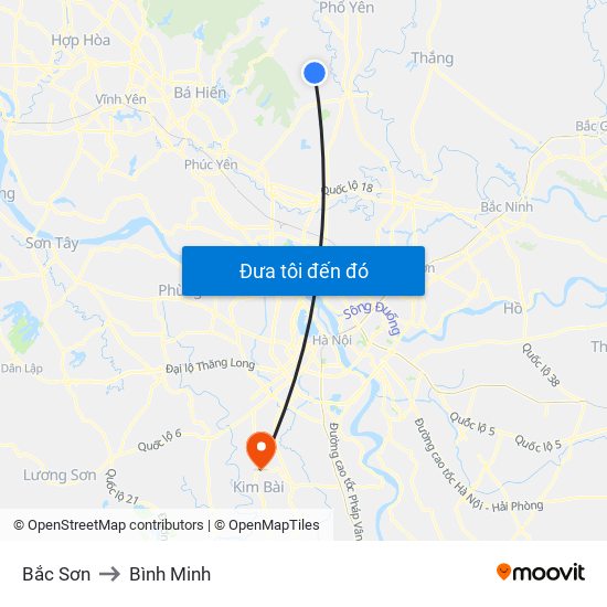 Bắc Sơn to Bình Minh map