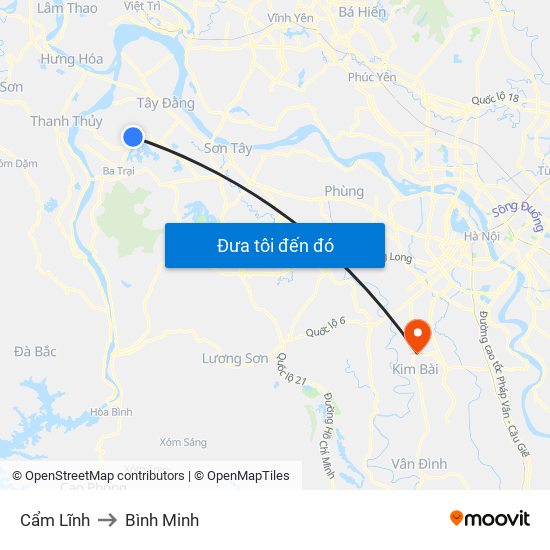 Cẩm Lĩnh to Bình Minh map