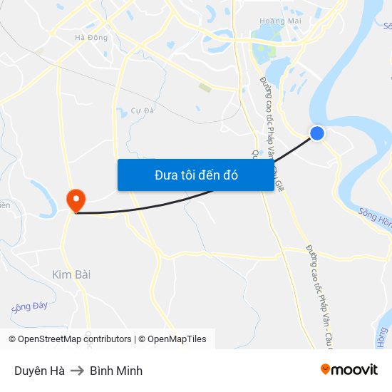 Duyên Hà to Bình Minh map