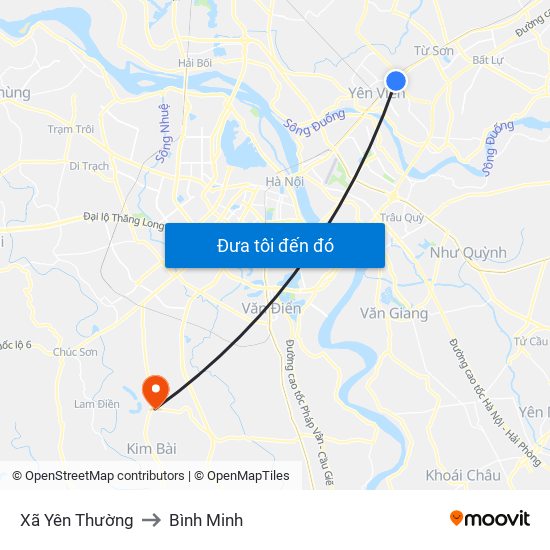 Xã Yên Thường to Bình Minh map