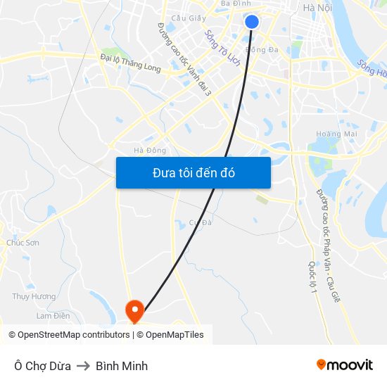 Ô Chợ Dừa to Bình Minh map