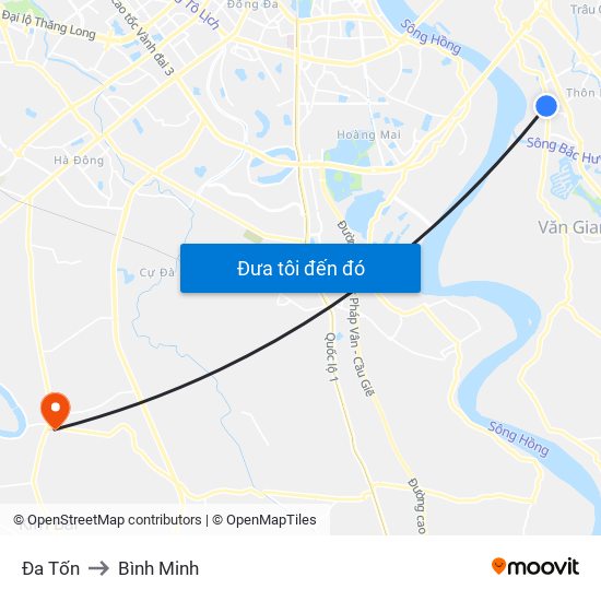 Đa Tốn to Bình Minh map