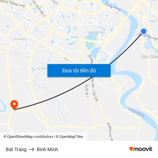 Bát Tràng to Bình Minh map