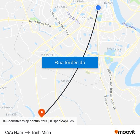 Cửa Nam to Bình Minh map