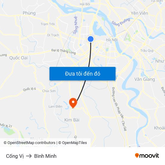 Cống Vị to Bình Minh map