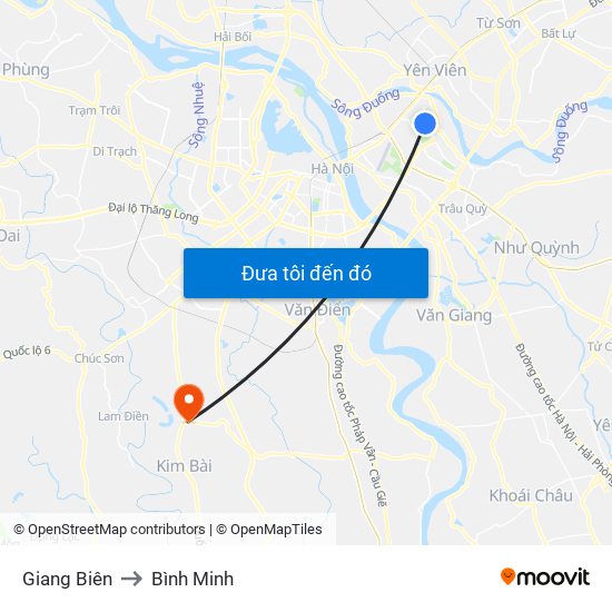 Giang Biên to Bình Minh map