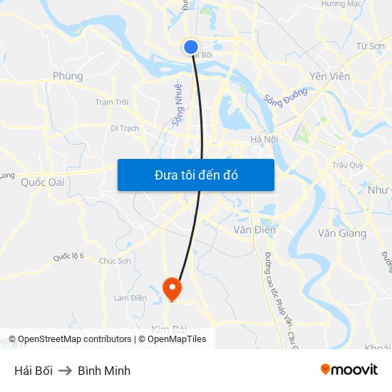 Hải Bối to Bình Minh map