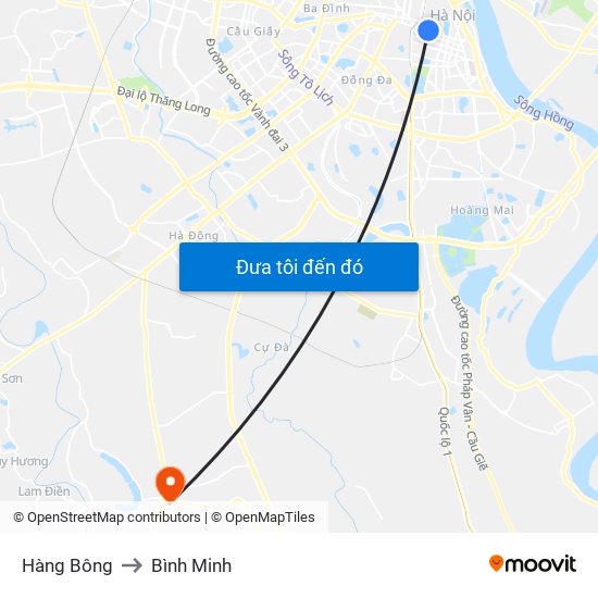 Hàng Bông to Bình Minh map