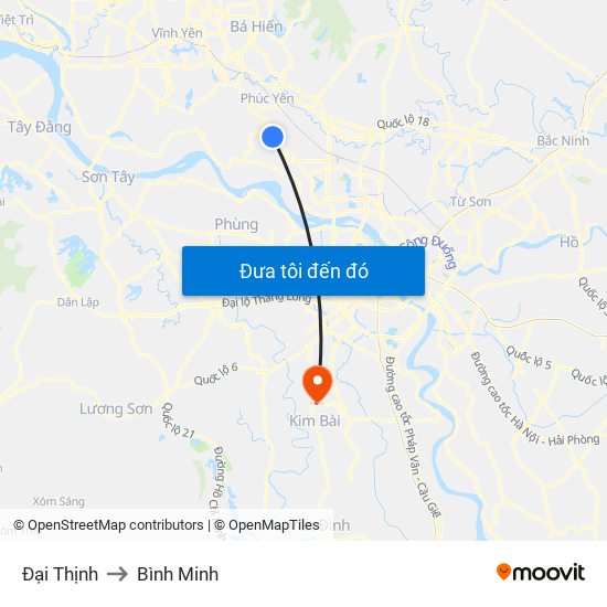 Đại Thịnh to Bình Minh map