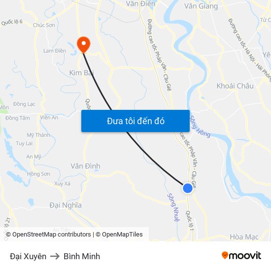 Đại Xuyên to Bình Minh map