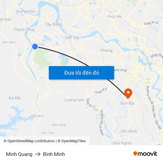 Minh Quang to Bình Minh map
