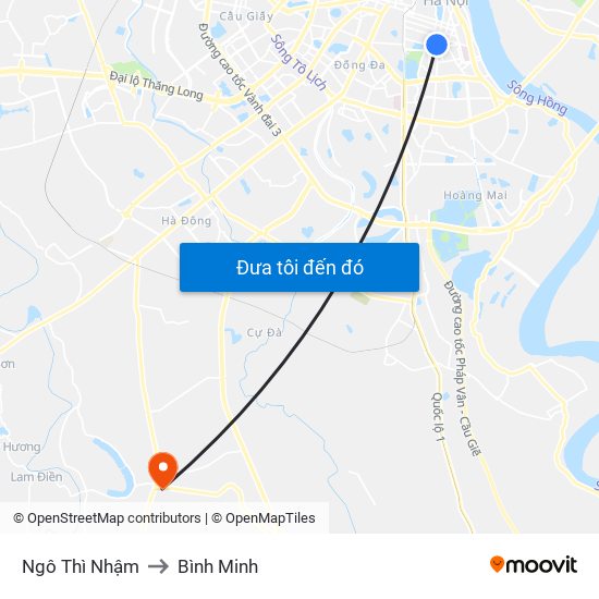 Ngô Thì Nhậm to Bình Minh map