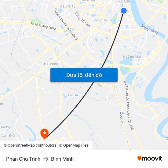 Phan Chu Trinh to Bình Minh map