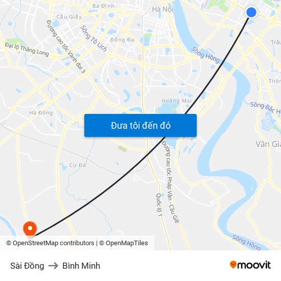Sài Đồng to Bình Minh map