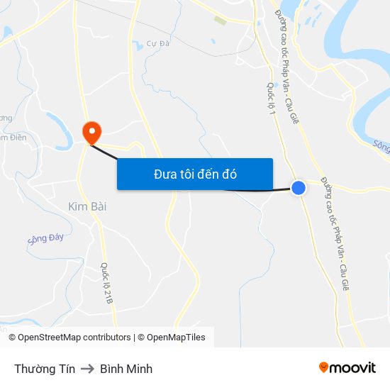 Thường Tín to Bình Minh map