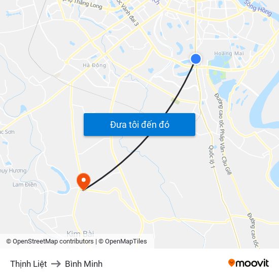 Thịnh Liệt to Bình Minh map