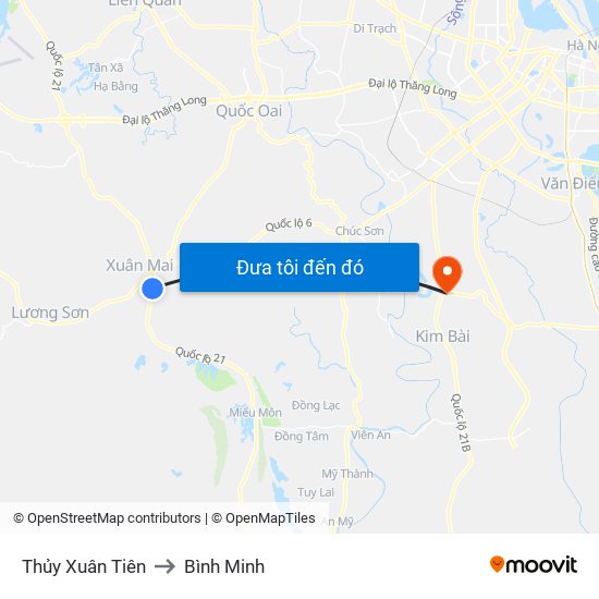 Thủy Xuân Tiên to Bình Minh map