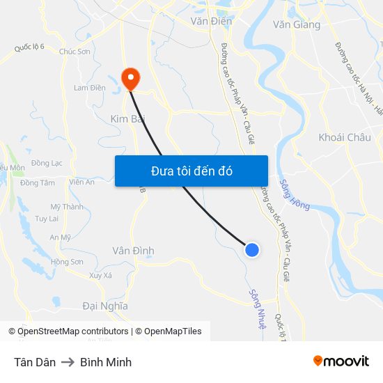 Tân Dân to Bình Minh map