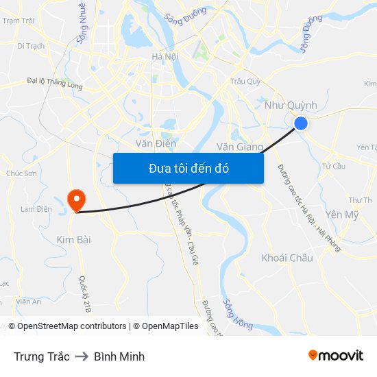 Trưng Trắc to Bình Minh map