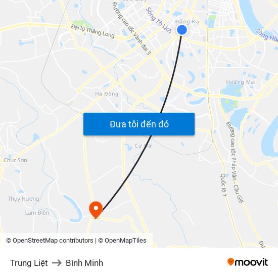Trung Liệt to Bình Minh map