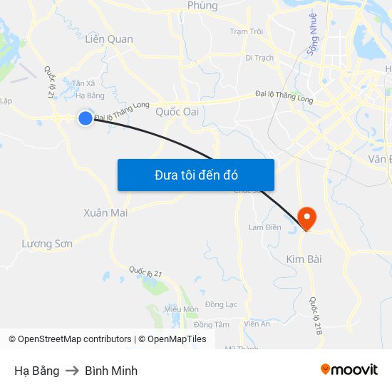 Hạ Bằng to Bình Minh map