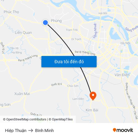 Hiệp Thuận to Bình Minh map