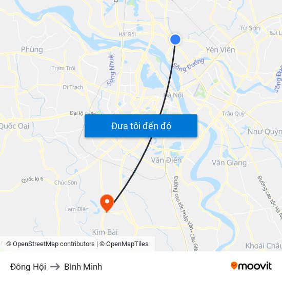 Đông Hội to Bình Minh map