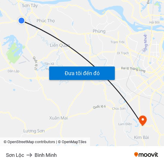 Sơn Lộc to Bình Minh map
