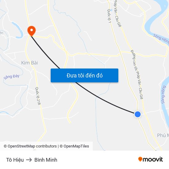 Tô Hiệu to Bình Minh map