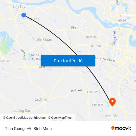 Tích Giang to Bình Minh map
