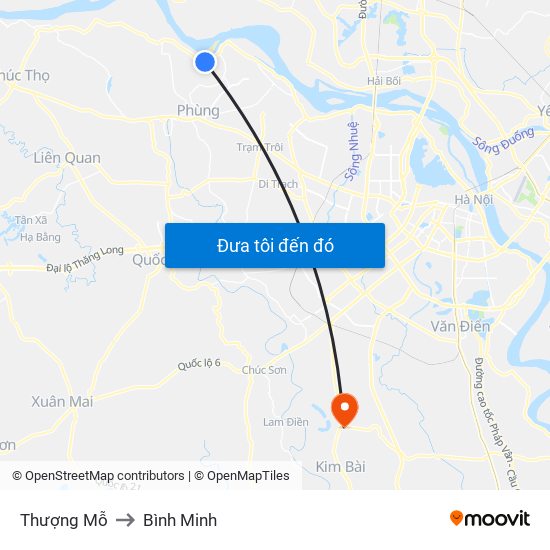 Thượng Mỗ to Bình Minh map