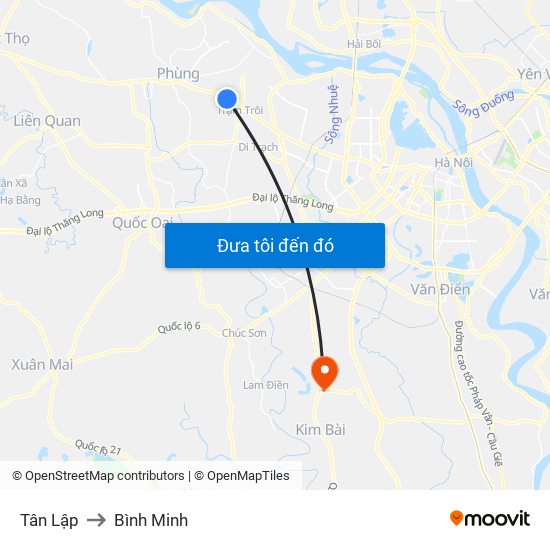 Tân Lập to Bình Minh map