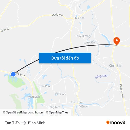 Tân Tiến to Bình Minh map