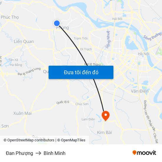 Đan Phượng to Bình Minh map