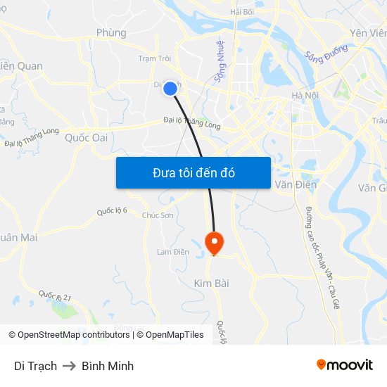Di Trạch to Bình Minh map